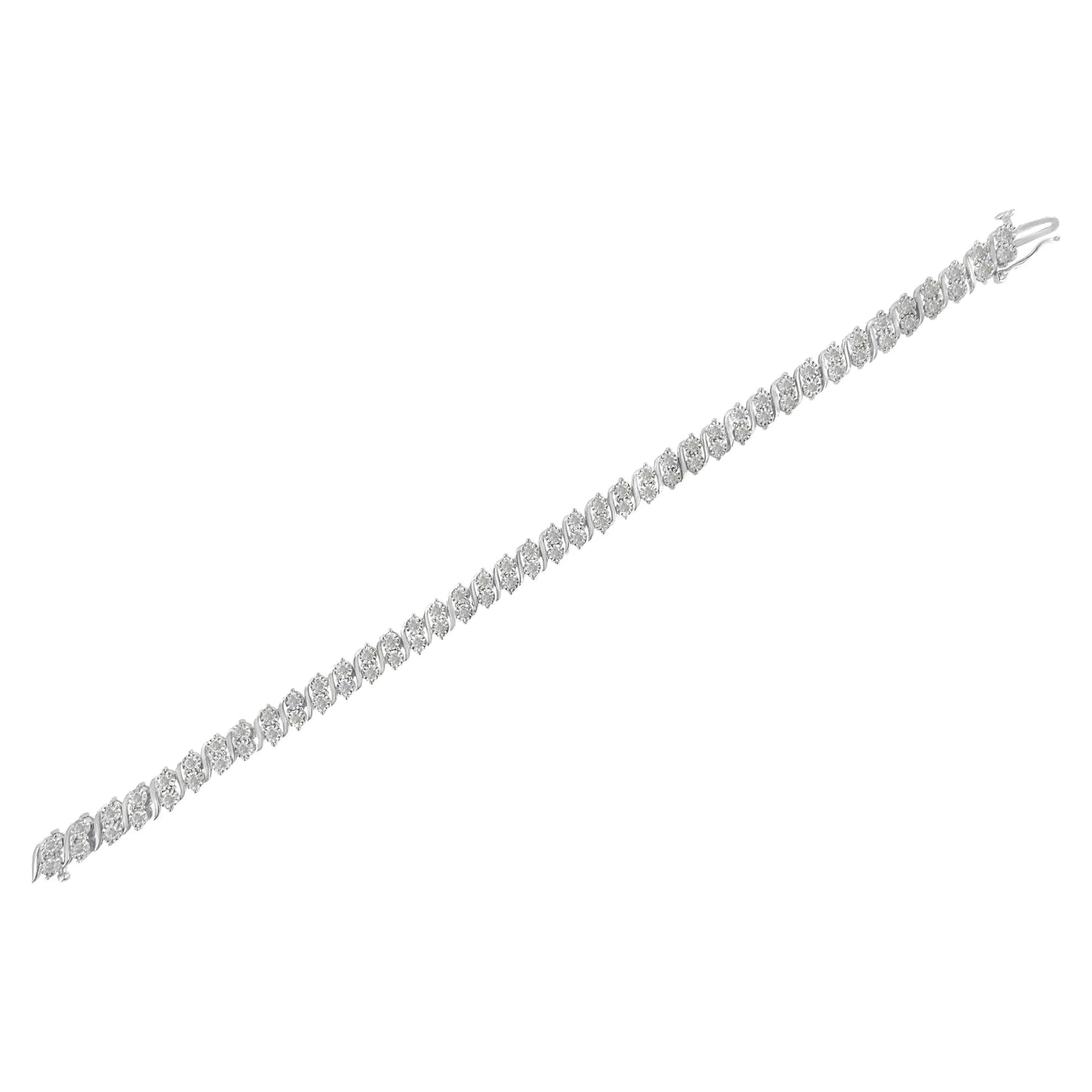 .925 Sterling Silver 2.0 Cttw Diamond S- Link Tennis Bracelet (I-J Color, I3 Clarity) - 7”