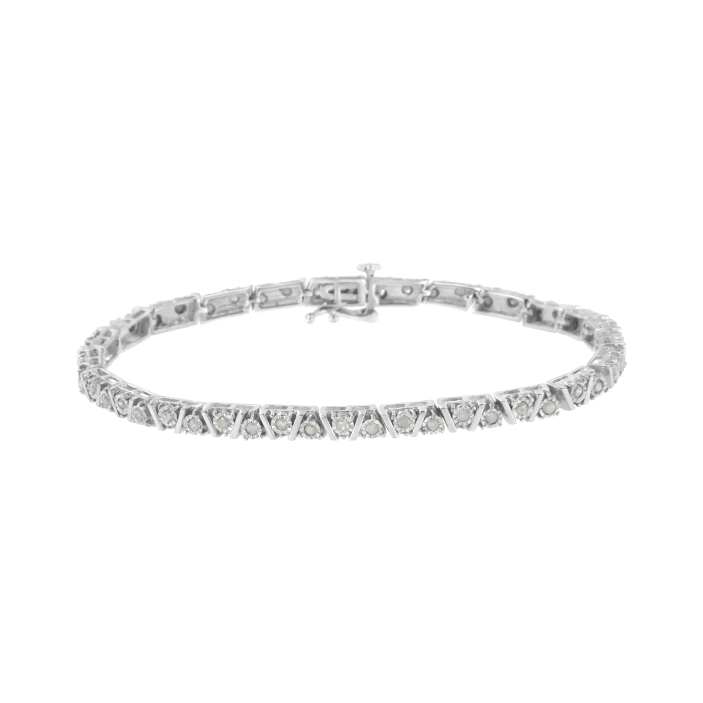 .925 Sterling Silver 1.0 cttw Miracle-Set Diamond Tennis Bracelet (I-J Color, I3 Clarity) - 7.25"