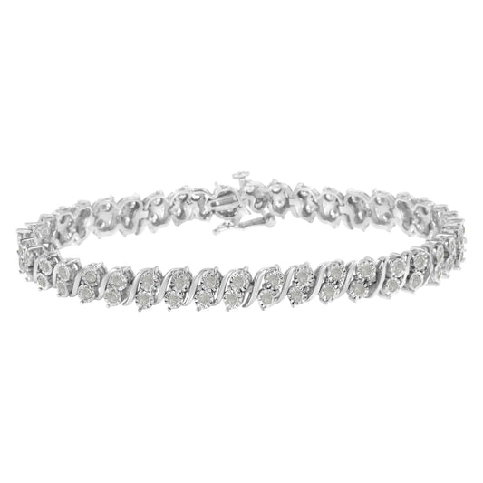 .925 Sterling Silver 2.0 Cttw Diamond S- Link Tennis Bracelet (I-J Color, I3 Clarity) - 7”